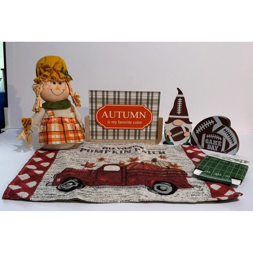 Fall Decor Bundle Scarecrow Pumpkin Patch Placemat Football Gnome Game Day Sign